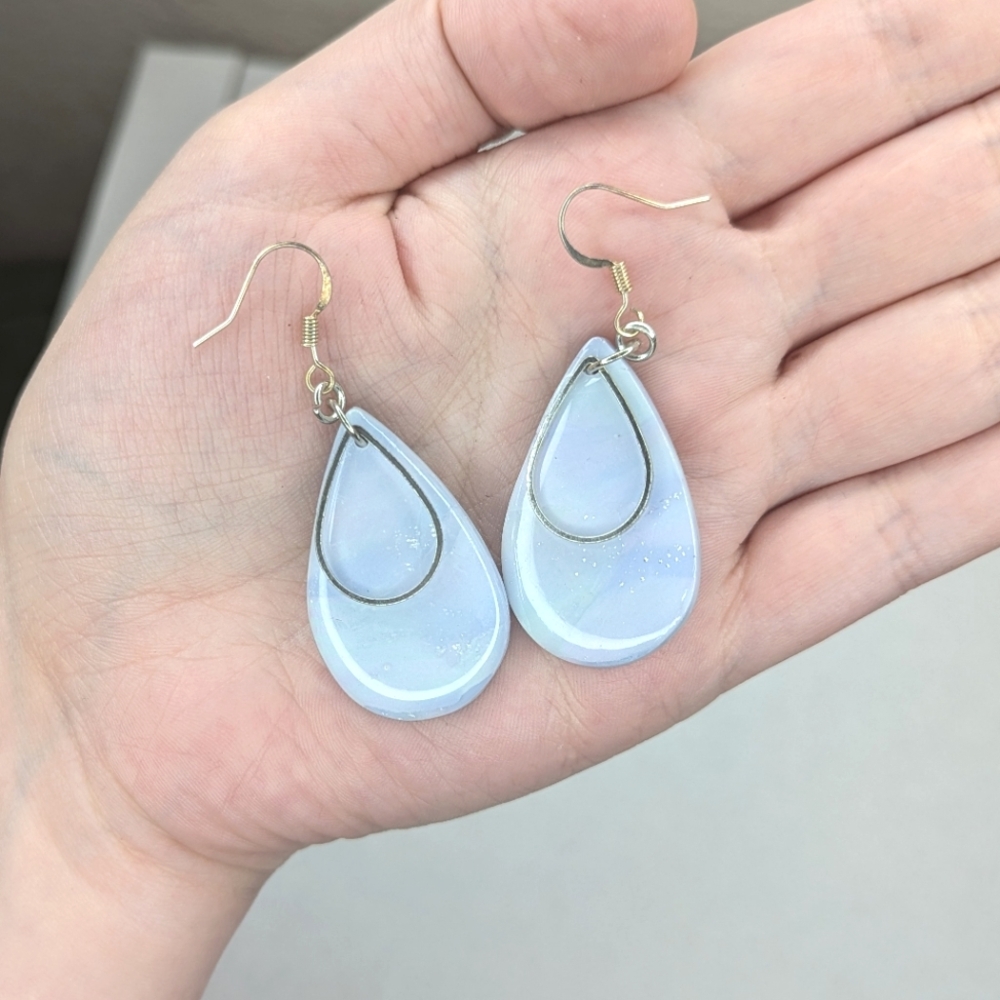 Silver and Blue Teardrop Earrings